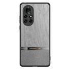 For Huawei nova 8 Pro 5G Shang Rui Wood Grain Skin PU + TPU Shockproof Case(Grey) - 1