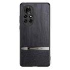 For Huawei nova 8 Pro 5G Shang Rui Wood Grain Skin PU + TPU Shockproof Case(Black) - 1