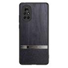 For Huawei nova 8 5G Shang Rui Wood Grain Skin PU + TPU Shockproof Case(Black) - 1