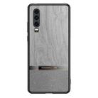 For Huawei P30 Shang Rui Wood Grain Skin PU + TPU Shockproof Case(Grey) - 1