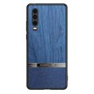 For Huawei P30 Shang Rui Wood Grain Skin PU + TPU Shockproof Case(Blue) - 1