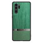 For Huawei P30 Pro Shang Rui Wood Grain Skin PU + TPU Shockproof Case(Green) - 1