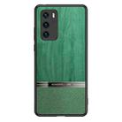 For Huawei P40 Shang Rui Wood Grain Skin PU + TPU Shockproof Case(Green) - 1