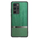 For Huawei P40 Pro Shang Rui Wood Grain Skin PU + TPU Shockproof Case(Green) - 1