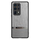 For Huawei P40 Pro+ Shang Rui Wood Grain Skin PU + TPU Shockproof Case(Grey) - 1
