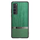 For Huawei nova 7 5G Shang Rui Wood Grain Skin PU + TPU Shockproof Case(Green) - 1