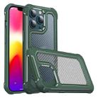 Shockproof PC + Carbon Fiber Texture TPU Armor Protective Case For iPhone 13(Green) - 1