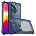 Shockproof PC + Carbon Fiber Texture TPU Armor Protective Case For iPhone 13 Pro(Blue) - 1