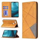 For OPPO A7 Rhombus Texture Horizontal Flip Magnetic Leather Case with Holder & Card Slots(Yellow) - 1