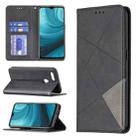 For OPPO A7 Rhombus Texture Horizontal Flip Magnetic Leather Case with Holder & Card Slots(Black) - 1