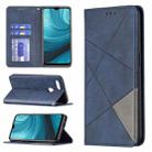 For OPPO A7 Rhombus Texture Horizontal Flip Magnetic Leather Case with Holder & Card Slots(Blue) - 1