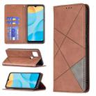 For OPPO A15 Rhombus Texture Horizontal Flip Magnetic Leather Case with Holder & Card Slots(Brown) - 1