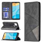 For OPPO A15 Rhombus Texture Horizontal Flip Magnetic Leather Case with Holder & Card Slots(Black) - 1