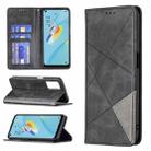 For OPPO A54 4G / A55 5G Rhombus Texture Horizontal Flip Magnetic Leather Case with Holder & Card Slots(Black) - 1