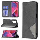 For OPPO A74 5G / A93 5G / A54 5G Rhombus Texture Horizontal Flip Magnetic Leather Case with Holder & Card Slots(Black) - 1