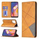 For OPPO A94 4G / Reno 5F / F19 Pro Rhombus Texture Horizontal Flip Magnetic Leather Case with Holder & Card Slots(Yellow) - 1