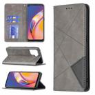 For OPPO A94 4G / Reno 5F / F19 Pro Rhombus Texture Horizontal Flip Magnetic Leather Case with Holder & Card Slots(Grey) - 1