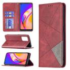 For OPPO A94 5G / F19 Pro Plus / Reno5 Z 5G Rhombus Texture Horizontal Flip Magnetic Leather Case with Holder & Card Slots(Red) - 1