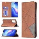 For OPPO Reno5 Pro Rhombus Texture Horizontal Flip Magnetic Leather Case with Holder & Card Slots(Brown) - 1