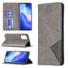 For OPPO Reno5 Pro Rhombus Texture Horizontal Flip Magnetic Leather Case with Holder & Card Slots(Grey) - 1