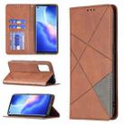 For OPPO Reno5 Rhombus Texture Horizontal Flip Magnetic Leather Case with Holder & Card Slots(Brown) - 1