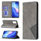 For OPPO Reno5 Rhombus Texture Horizontal Flip Magnetic Leather Case with Holder & Card Slots(Grey) - 1