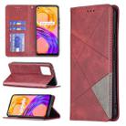 For OPPO Realme 8 / 8 Pro Rhombus Texture Horizontal Flip Magnetic Leather Case with Holder & Card Slots(Red) - 1