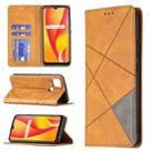 For OPPO Realme C15 / C12 / C25 Rhombus Texture Horizontal Flip Magnetic Leather Case with Holder & Card Slots(Yellow) - 1