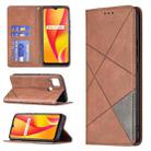 For OPPO Realme C15 / C12 / C25 Rhombus Texture Horizontal Flip Magnetic Leather Case with Holder & Card Slots(Brown) - 1