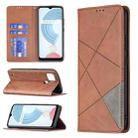 For OPPO Realme C21 / C20 Rhombus Texture Horizontal Flip Magnetic Leather Case with Holder & Card Slots(Brown) - 1