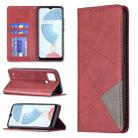 For OPPO Realme C21 / C20 Rhombus Texture Horizontal Flip Magnetic Leather Case with Holder & Card Slots(Red) - 1