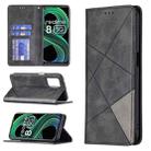 For OPPO Realme 8 5G / V13 Rhombus Texture Horizontal Flip Magnetic Leather Case with Holder & Card Slots(Black) - 1