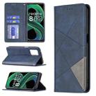 For OPPO Realme 8 5G / V13 Rhombus Texture Horizontal Flip Magnetic Leather Case with Holder & Card Slots(Blue) - 1