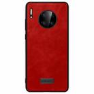 For Huawei Mate 30 Pro SULADA Shockproof TPU + Handmade Leather Protective Case(Red) - 1