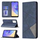 For vivo V21e 4G Rhombus Texture Horizontal Flip Magnetic Leather Case with Holder & Card Slots(Blue) - 1