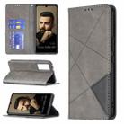 For vivo V21e 5G Rhombus Texture Horizontal Flip Magnetic Leather Case with Holder & Card Slots(Grey) - 1