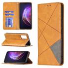 For vivo V21 Rhombus Texture Horizontal Flip Magnetic Leather Case with Holder & Card Slots(Yellow) - 1