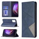 For vivo V21 Rhombus Texture Horizontal Flip Magnetic Leather Case with Holder & Card Slots(Blue) - 1