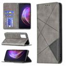 For vivo V21 Rhombus Texture Horizontal Flip Magnetic Leather Case with Holder & Card Slots(Grey) - 1