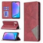 For vivo Y11/Y15/Y12/Y17 Rhombus Texture Horizontal Flip Magnetic Leather Case with Holder & Card Slots(Red) - 1