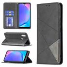 For vivo Y11/Y15/Y12/Y17 Rhombus Texture Horizontal Flip Magnetic Leather Case with Holder & Card Slots(Black) - 1