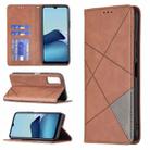 For vivo Y20 Rhombus Texture Horizontal Flip Magnetic Leather Case with Holder & Card Slots(Brown) - 1