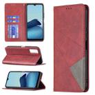 For vivo Y20 Rhombus Texture Horizontal Flip Magnetic Leather Case with Holder & Card Slots(Red) - 1