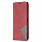 For vivo Y51 2020 / Y51a / Y51s Rhombus Texture Horizontal Flip Magnetic Leather Case with Holder & Card Slots(Red) - 2