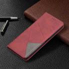 For vivo Y51 2020 / Y51a / Y51s Rhombus Texture Horizontal Flip Magnetic Leather Case with Holder & Card Slots(Red) - 7
