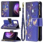 For vivo V21 Colored Drawing Pattern Zipper Horizontal Flip Leather Case with Holder & Card Slots & Wallet(Purple Butterfly) - 1