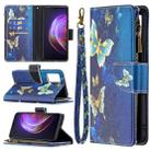 For vivo V21 Colored Drawing Pattern Zipper Horizontal Flip Leather Case with Holder & Card Slots & Wallet(Gold Butterfly) - 1