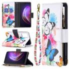 For vivo V21 Colored Drawing Pattern Zipper Horizontal Flip Leather Case with Holder & Card Slots & Wallet(Two Butterflies) - 1