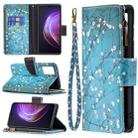 For vivo V21 Colored Drawing Pattern Zipper Horizontal Flip Leather Case with Holder & Card Slots & Wallet(Plum Blossom) - 1