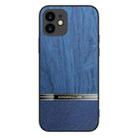 For iPhone 12 mini Shang Rui Wood Grain Skin PU + TPU Shockproof Case (Blue) - 1